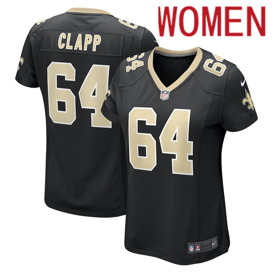 Women New Orleans Saints #64 Will Clapp Nike Black Game NFL Jersey->women nfl jersey->Women Jersey